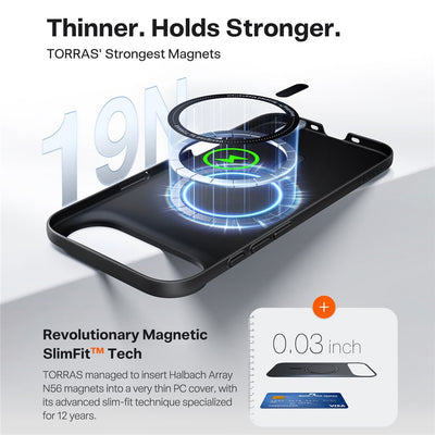 TORRAS SlimFit MagSafe Black Case for iPhone 17 Pro Max / 17 Pro / Air / 17