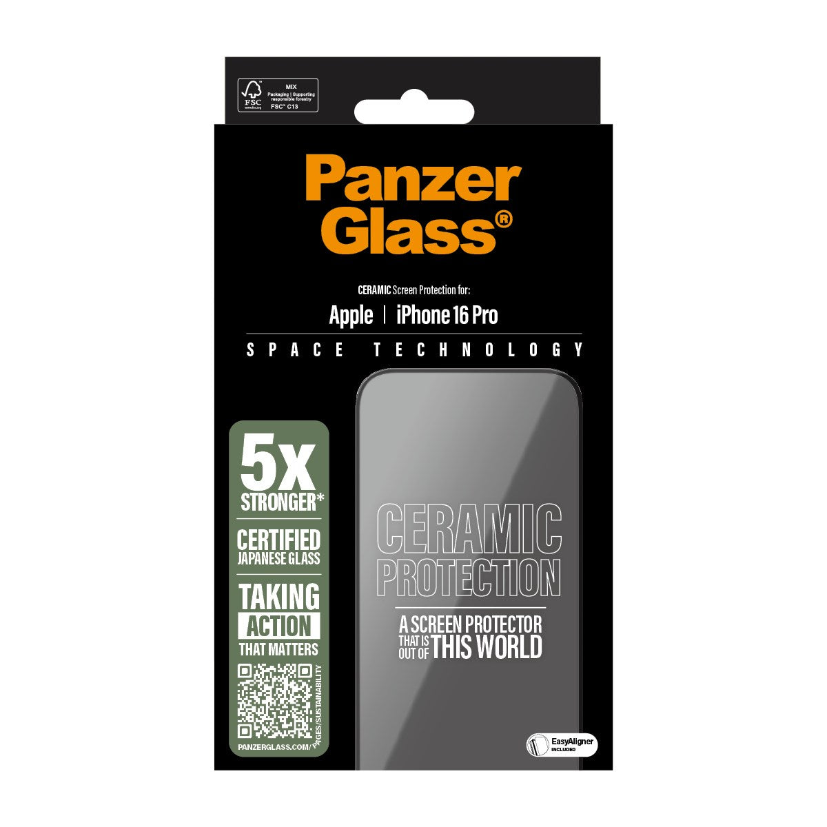 PanzerGlass® Ceramic Screen Protector iPhone 16 Pro | Ultra-Wide Fit