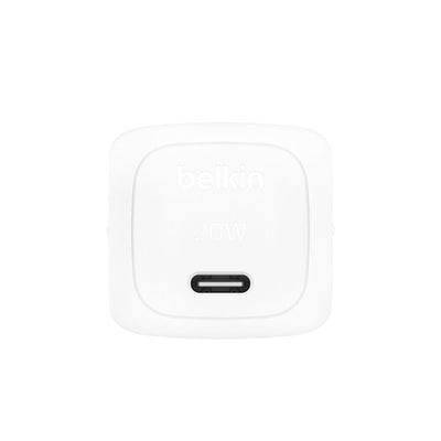 Belkin 20W USB-C wall charger 2-pin EU plug side view