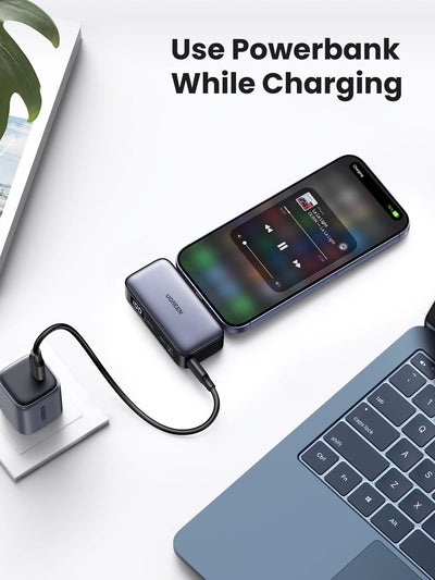 باور بانك UGREEN Nexode بسعة 5000mAh وقدرة 20W بموصل USB-C مدمج وشاشة LED