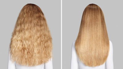 Dyson Airwrap Co-anda2x HS09 - before and after smooth straight finish #color_ceramic-pink-rose-gold