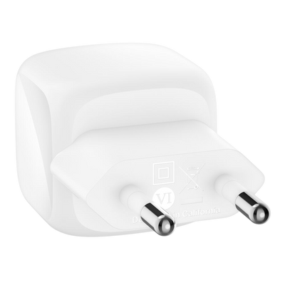 Belkin 30W USB-C wall charger back view EU plug