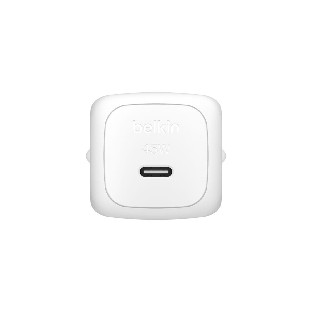 Belkin 45W USB-C wall charger with 2-pin EU plug detail
