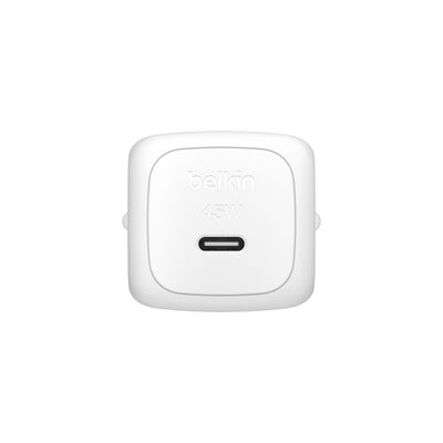 Belkin 45W USB-C wall charger with 2-pin EU plug detail