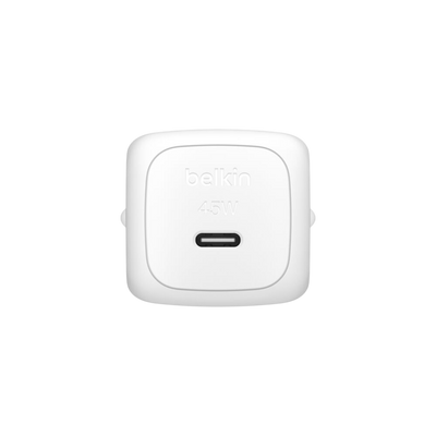 Belkin 45W USB-C wall charger with 2-pin EU plug detail
