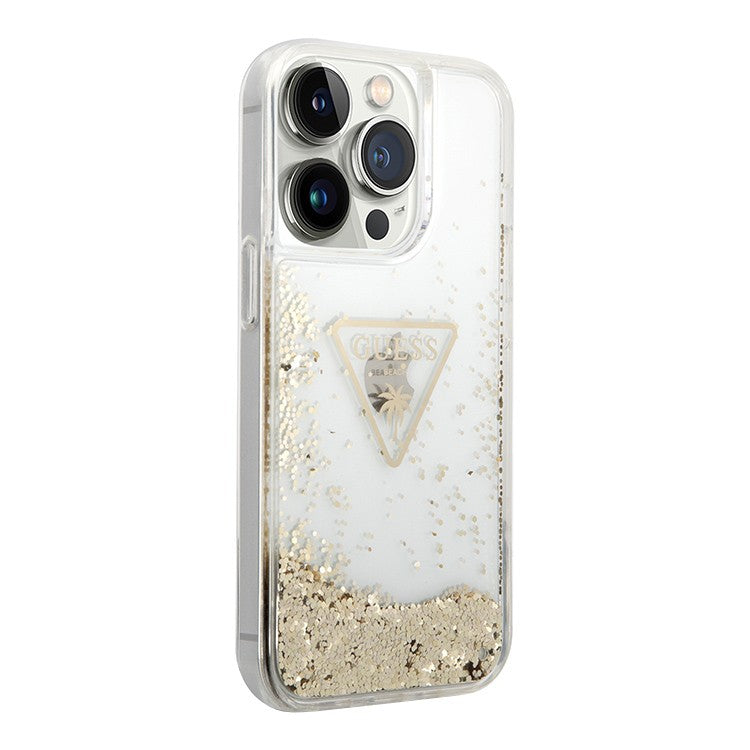 Guess Liquid Glitter Case لجهاز iPhone 14 Pro - ذهبي