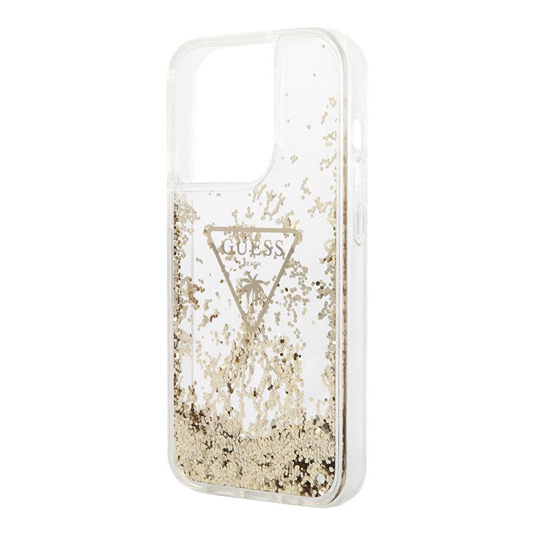 Guess Liquid Glitter Case لجهاز iPhone 14 Pro - ذهبي