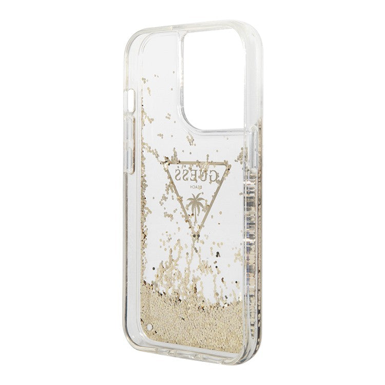 Guess Liquid Glitter Case لجهاز iPhone 14 Pro - ذهبي