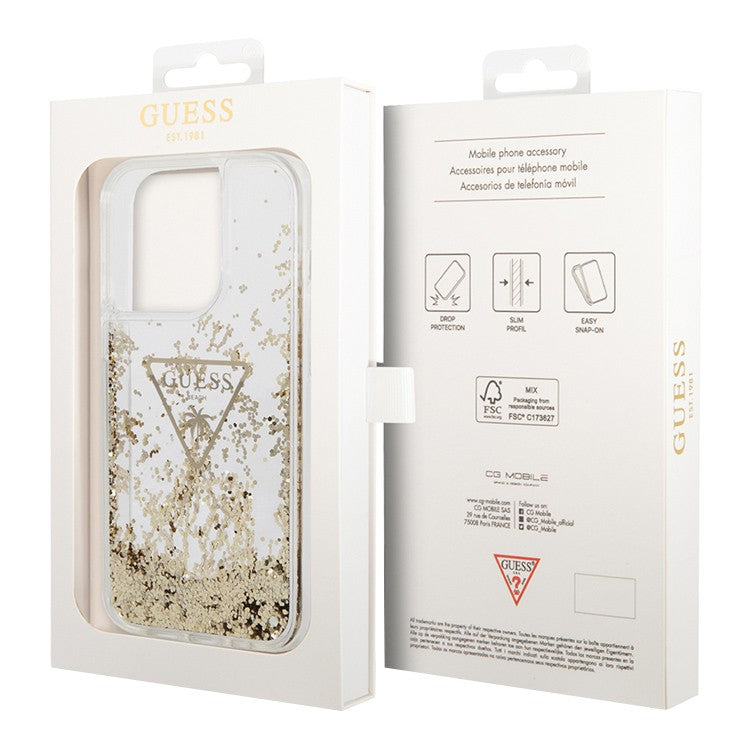 Guess Liquid Glitter Case لجهاز iPhone 14 Pro - ذهبي