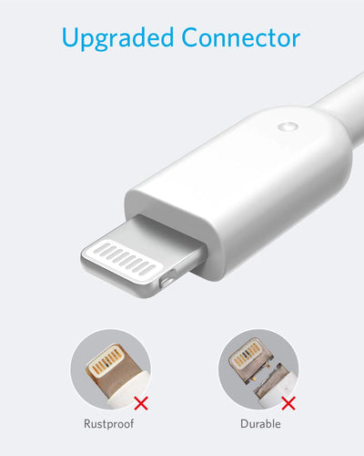 كابل أنكر باورلاين II USB-A إلى لايتنينغ بطول 1.8م - أبيض مع ضمان رسمي لمدة 18 شهرًا
