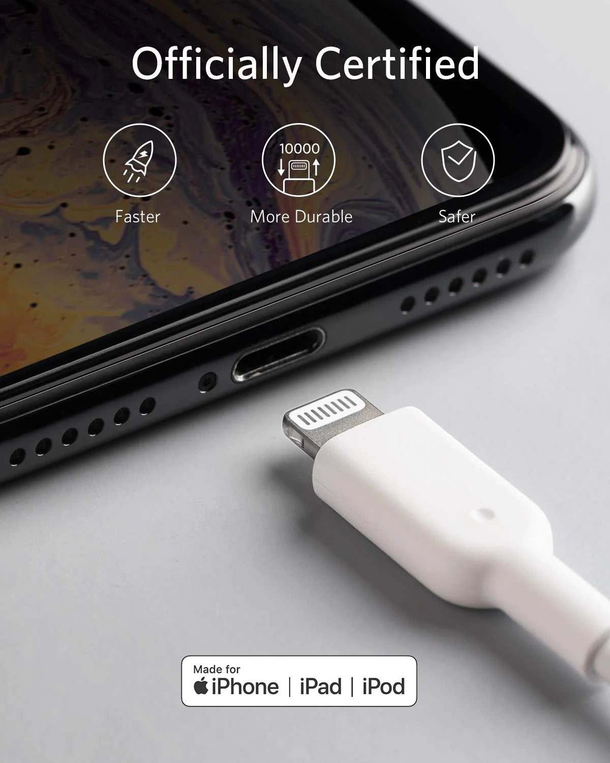 كابل Anker Powerline II USB-A إلى Lightning بطول 1.8 متر - أبيض مع ضمان رسمي لمدة 18 شهرًا