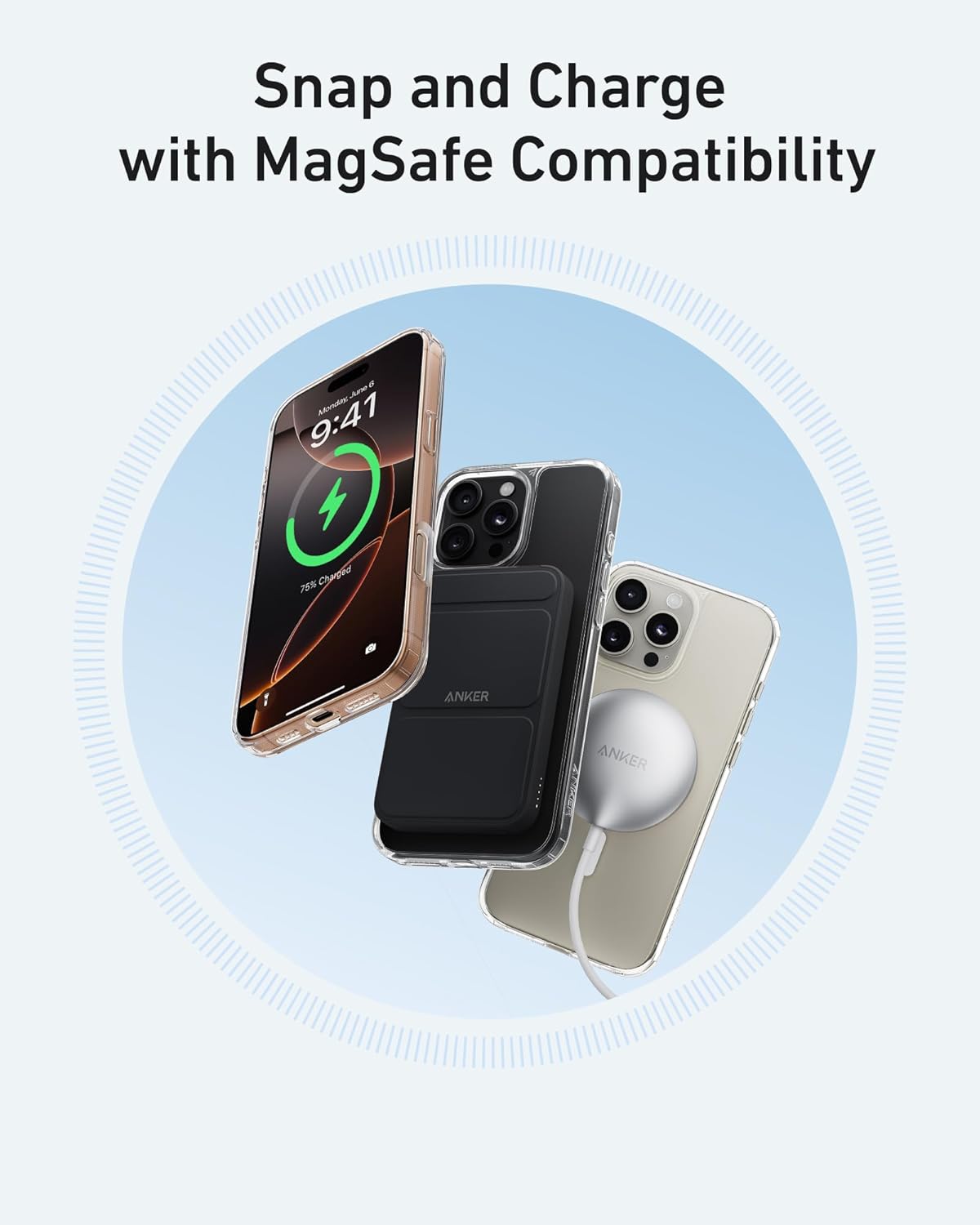 حافظة Anker لهاتف iPhone 16 Pro Max، متوافقة مع MagSafe، حماية من الدرجة العسكرية، مقاومة للاصفرار، ظهر مقاوم للخدش، حافظة هاتف مغناطيسية لهاتف iPhone 16 Pro Max، سلسلة كلاسيكية، شفافة