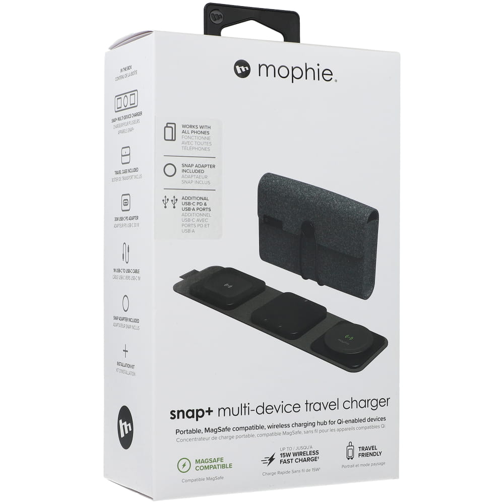 Mophie Snap + شاحن السفر متعدد الأجهزة - أسود