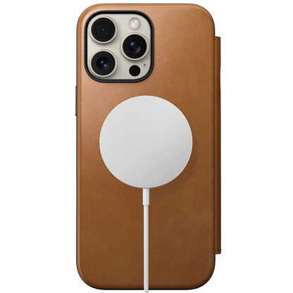 Nomad Modern Leather Folio Case for iPhone 16 Pro Max - English Tan