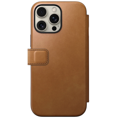 Nomad Modern Leather Folio Case for iPhone 16 Pro Max - English Tan