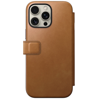Nomad Modern Leather Folio Case for iPhone 16 Pro Max - English Tan