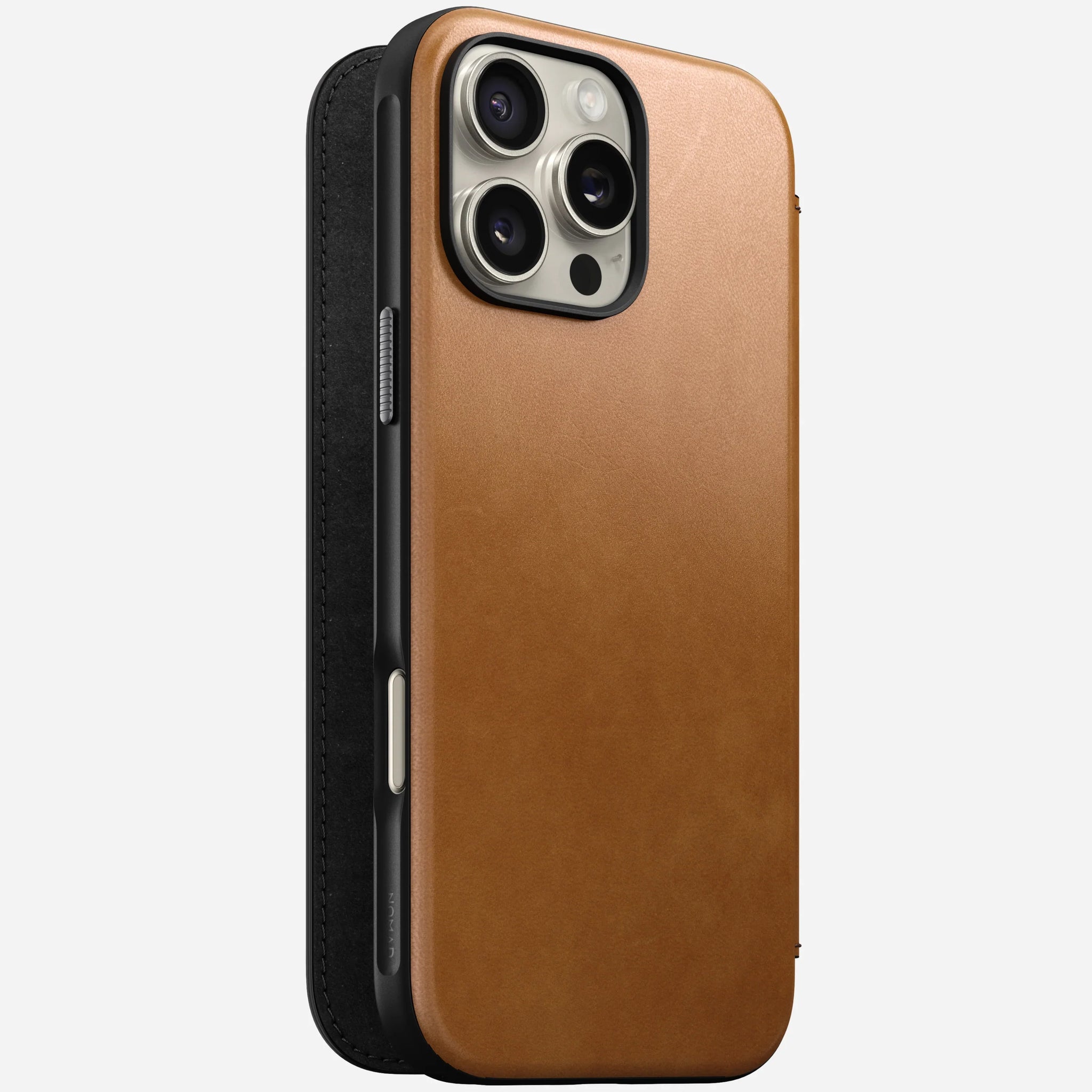 Nomad Modern Leather Folio Case for iPhone 16 Pro Max English Tan