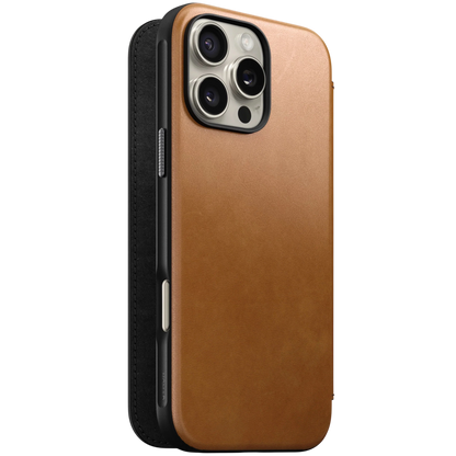 Nomad Modern Leather Folio Case for iPhone 16 Pro Max - English Tan