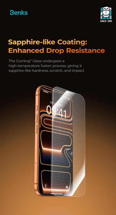 حماية شاشة بنكس جلاس ووريور سافاير V2.0 لجهاز آيفون 17 برو ماكس / 17 برو