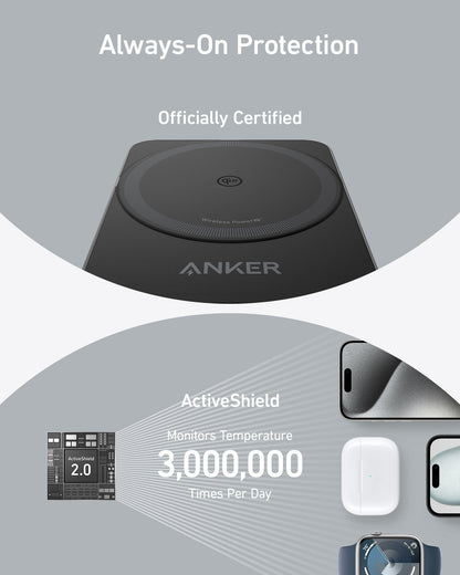 Anker MagGo Wireless Charging Station Qi2 Certified (15W) Foldable 3-in-1