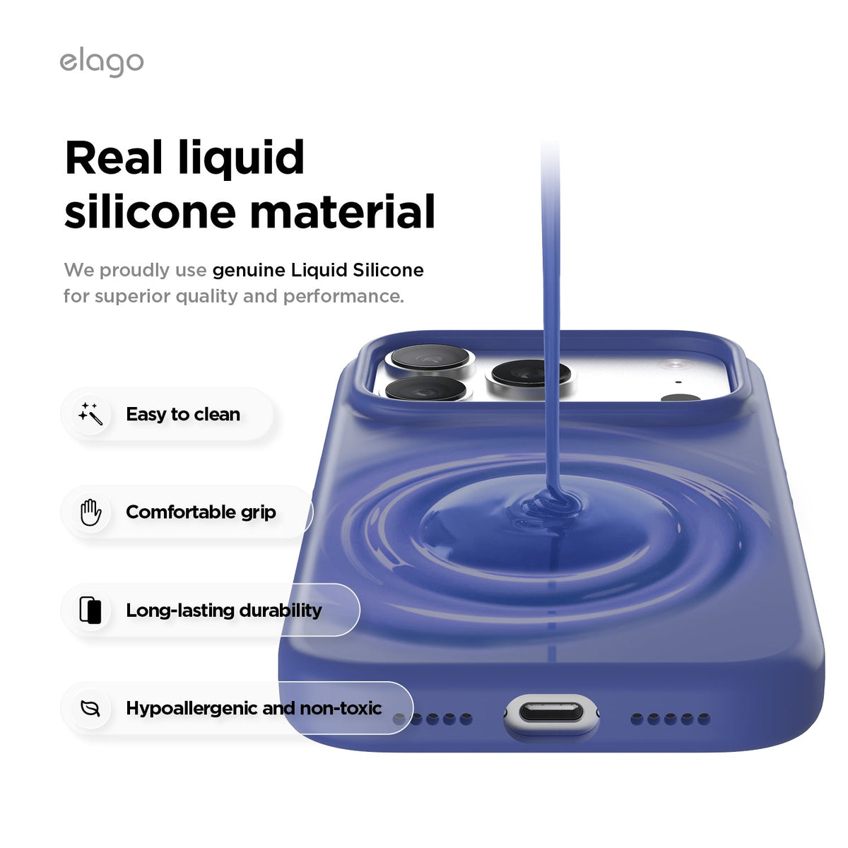 Elago Mag Silicone Case for iPhone 17 Pro / iPhone 18 Pro - Cobalt Blue 
