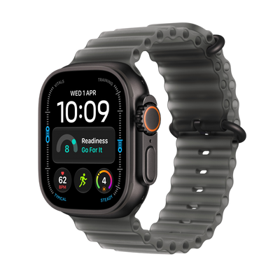Apple Watch Ultra 4 - Black Titanium 49mm with Translucent Black Ocean Band 