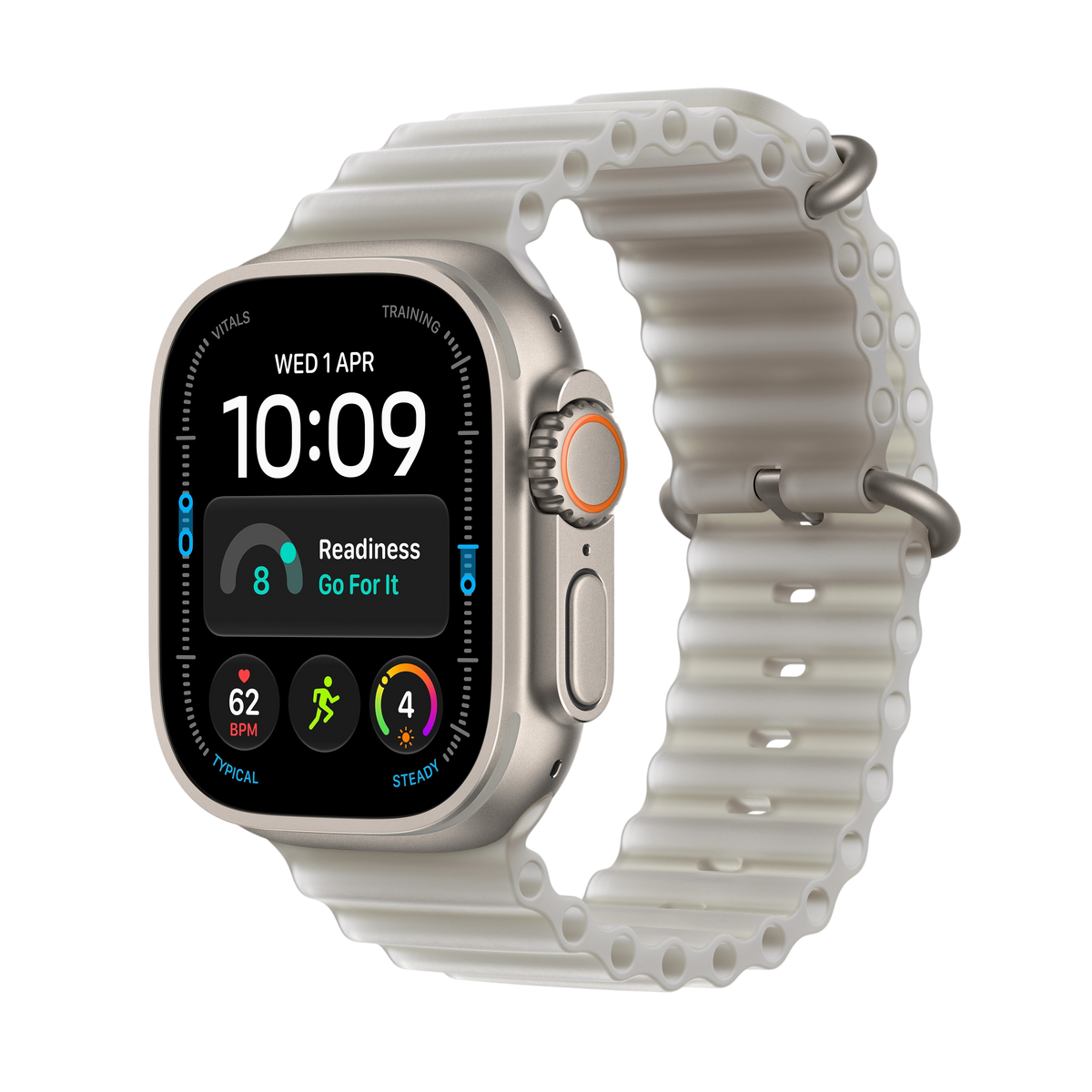 Apple Watch Ultra 4 - Natural Titanium 49mm with Translucent Gray Ocean Band 