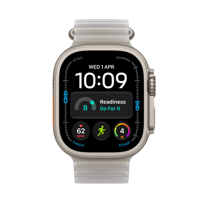 Apple Watch Ultra 4 - Natural Titanium 49mm with Translucent Gray Ocean Band 
