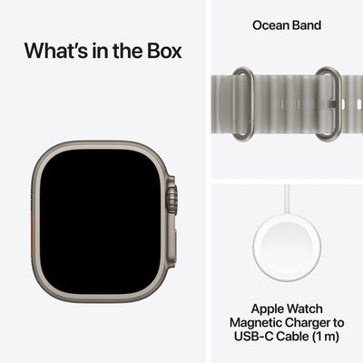 Apple Watch Ultra 4 - Natural Titanium 49mm with Translucent Gray Ocean Band 