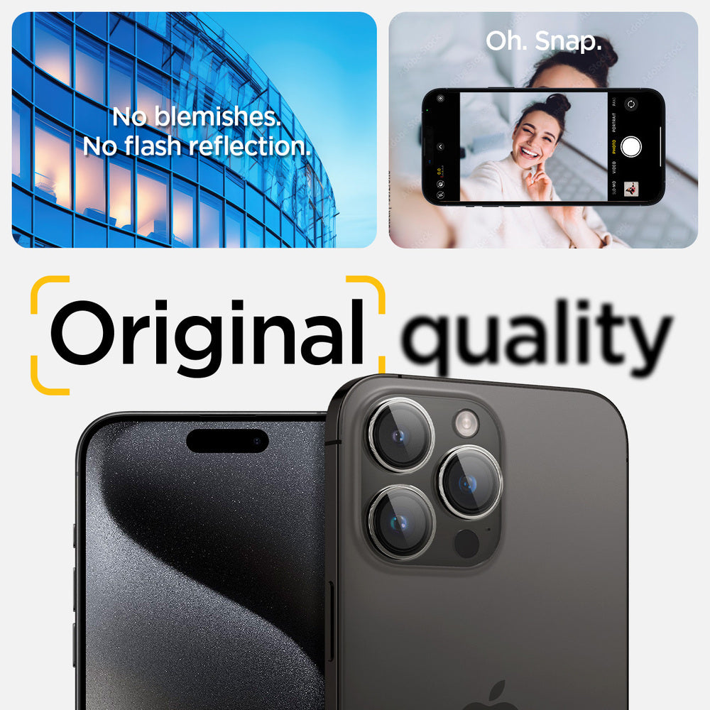 Spigen iPhone 16 Pro Max / 16 Pro واقي عدسة الكاميرا EZ Fit GLAS.tR Optik Pro - شفاف - عبوتان