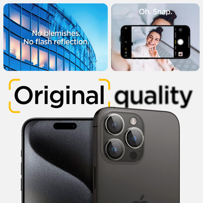 Spigen iPhone 16 Pro Max / 16 Pro Camera Lens Protector EZ Fit GLAS.tR Optik Pro - Clear - 2 Pack