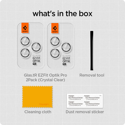 Spigen iPhone 16 Pro Max / 16 Pro Camera Lens Protector EZ Fit GLAS.tR Optik Pro - Clear - 2 Pack