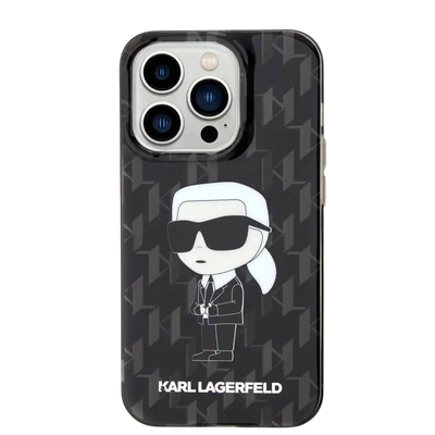 Karl Lagerfeld IML Hard Case with Ikonik Monogram for iPhone 16 Pro Max, Drop and Shock Absorption, Precise Cutouts for Ports and Buttons, Easy Snap-on Installation