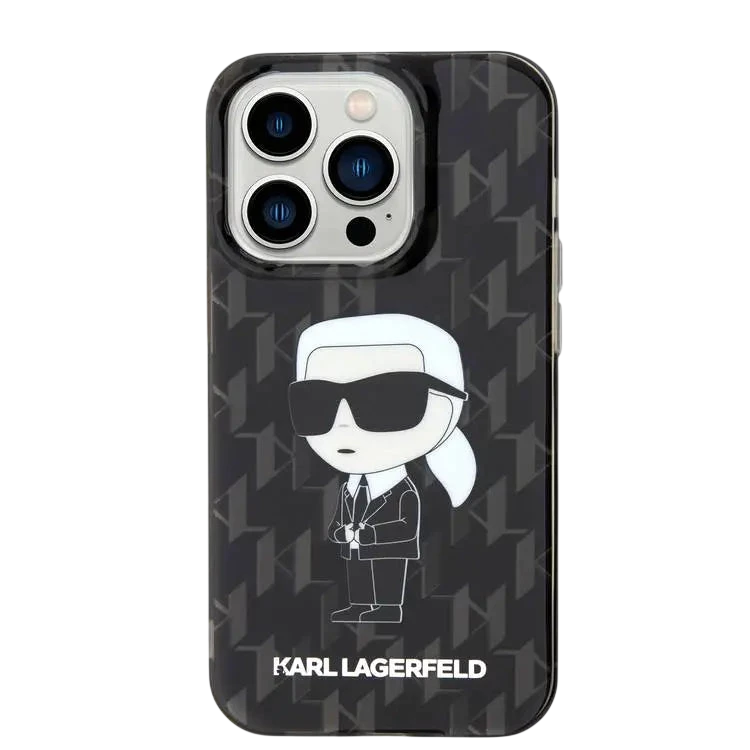 Karl Lagerfeld IML Hard Case with Ikonik Monogram for iPhone 16 Pro Max, Drop and Shock Absorption, Precise Cutouts for Ports and Buttons, Easy Snap-on Installation