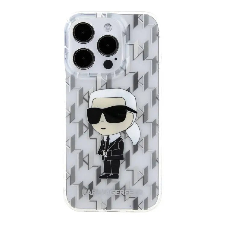 جراب Karl Lagerfeld IML الصلب مع Ikonik Monogram لهاتف iPhone 16 Pro Max، ممتص للسقوط والصدمات، فتحات دقيقة للمنافذ والأزرار، تركيب سهل بالكبس