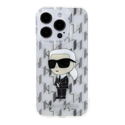 Karl Lagerfeld IML Hard Case with Ikonik Monogram for iPhone 16 Pro Max, Drop and Shock Absorption, Precise Cutouts for Ports and Buttons, Easy Snap-on Installation