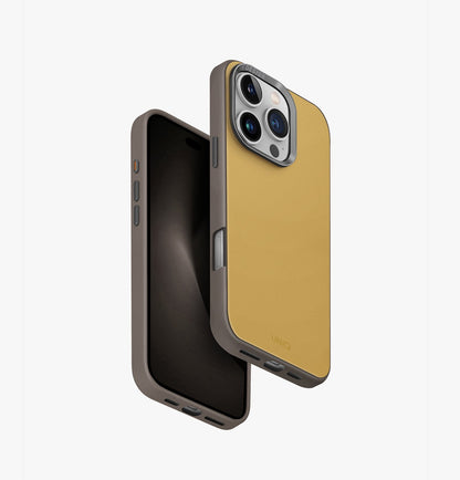 غلاف يونيك ليدن DS ثنائي اللون من الجلد الصناعي الفاخر لهاتف آيفون 16 برو