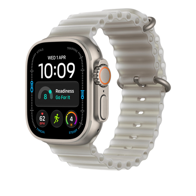 Apple Watch Ultra Ocean Band (49mm) - Translucent Grey (Natural Titanium) - alternate view 1 #color_translucent-grey