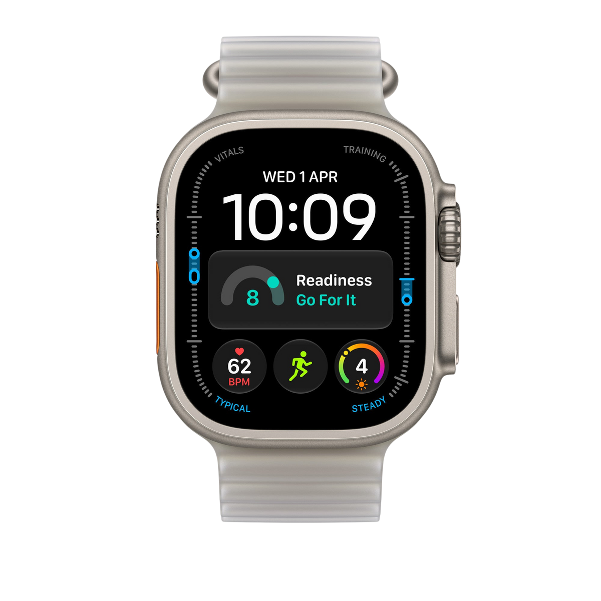 Apple Watch Ultra Ocean Band (49mm) - Translucent Grey (Natural Titanium) - alternate view 2 #color_translucent-grey