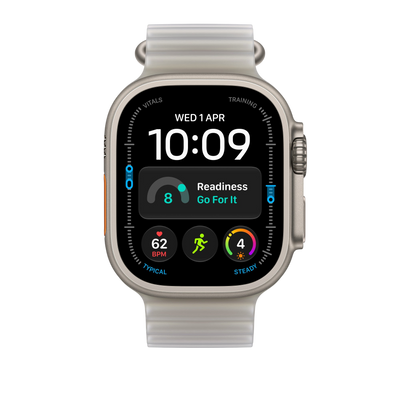 Apple Watch Ultra Ocean Band (49mm) - Translucent Grey (Natural Titanium) - alternate view 2 #color_translucent-grey
