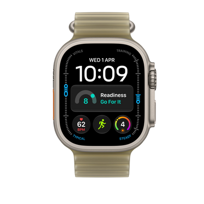 Apple Watch Ultra Ocean Band (49mm) - Translucent Kelp (Natural Titanium) - alternate view 2 #color_translucent-kelp