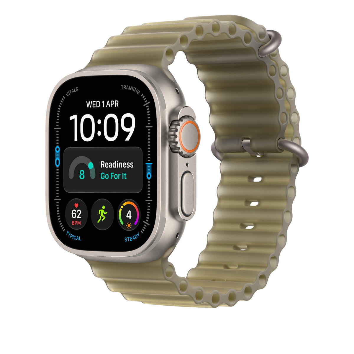 Apple Watch Ultra Ocean Band Extension (49mm) - Translucent Kelp (Natural Titanium) - alternate view 1 #color_translucent-kelp