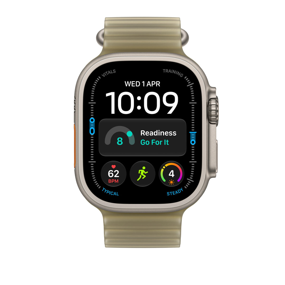 Apple Watch Ultra Ocean Band Extension (49mm) - Translucent Kelp (Natural Titanium) - alternate view 2 #color_translucent-kelp