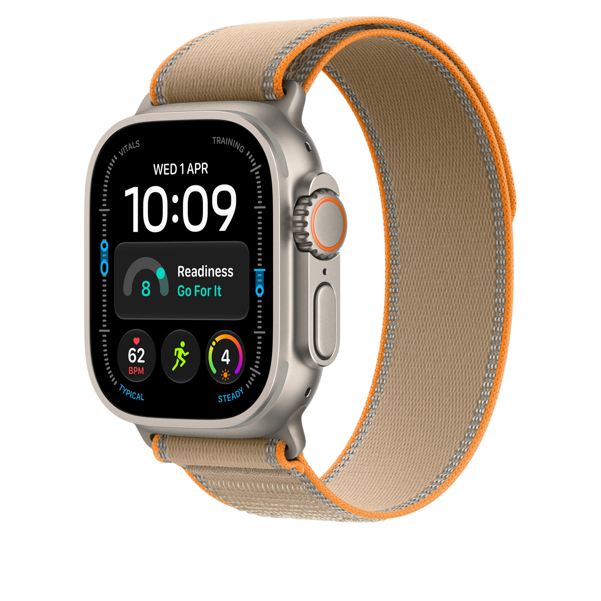 Apple Watch Ultra Trail Loop (49mm) - Sand (Natural Titanium) - alternate view 1 #color_sand