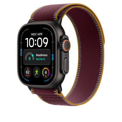 Apple Watch Ultra Trail Loop (49mm) - Burgundy (Black Titanium) - alternate view 1 #color_burgundy