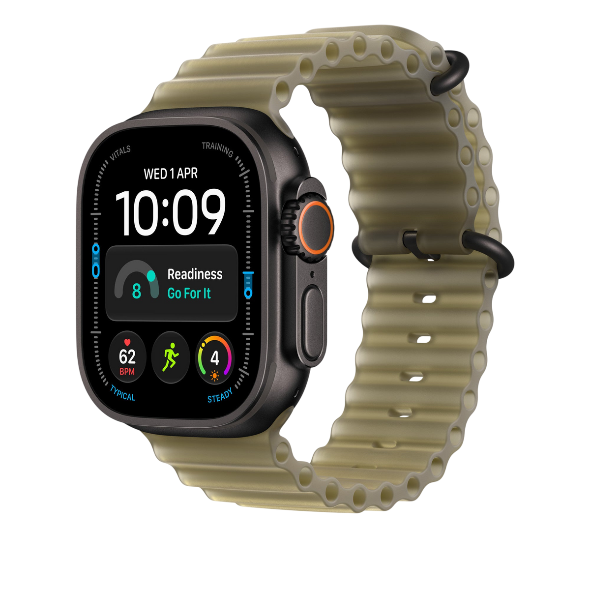 Apple Watch Ultra Ocean Band (49mm) - Translucent Kelp (Black Titanium) - alternate view 1 #color_translucent-kelp
