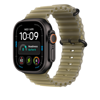 Apple Watch Ultra Ocean Band (49mm) - Translucent Kelp (Black Titanium) - alternate view 1 #color_translucent-kelp