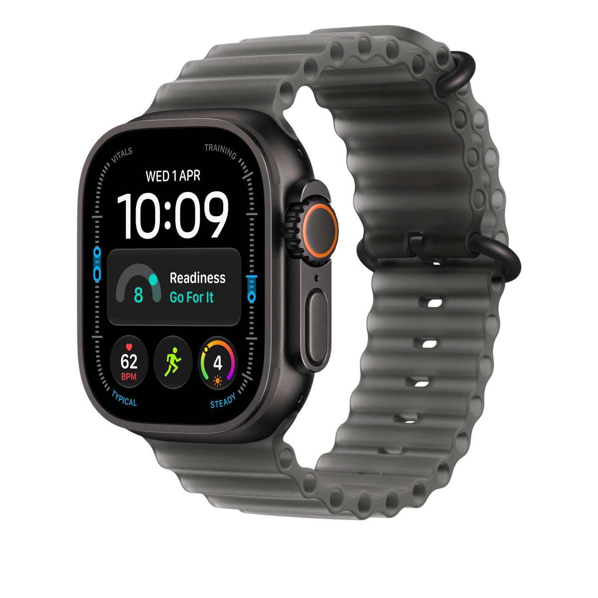 Apple Watch Ultra Ocean Band (49mm) - Translucent Black (Black Titanium) - alternate view 1 #color_translucent-black