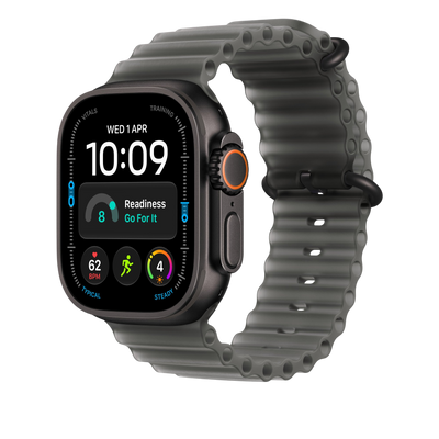 Apple Watch Ultra Ocean Band (49mm) - Translucent Black (Black Titanium) - alternate view 1 #color_translucent-black