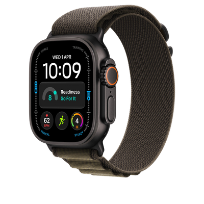Apple Watch Ultra Alpine Loop (49mm) - Dark Olive (Black Titanium) - alternate view 1 #color_dark-olive